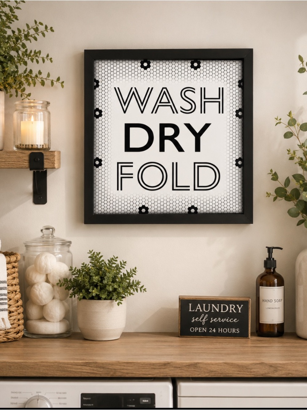 Wall Art:  Wash Dry Fold size 9”x9” New